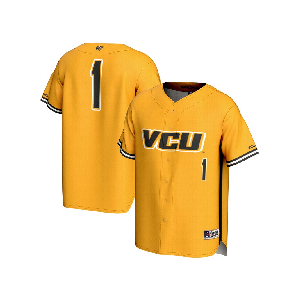 Unisex GameDay Greats Gold #1 VCU Rams Lightweight Baseball Fashion Jersey - Jersey