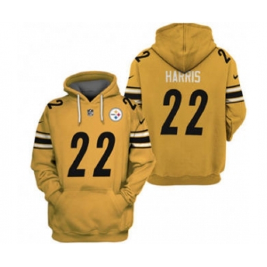 Men's Pittsburgh Steelers #22 Najee Harris 2021 Yellow Pullover Football Hoodie - Jersey
