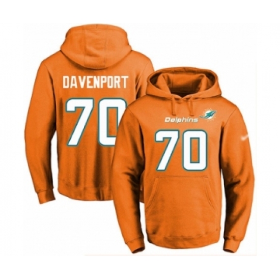 Football Men's Miami Dolphins #70 Julie'n Davenport Orange Name & Number Pullover Hoodie - Jersey