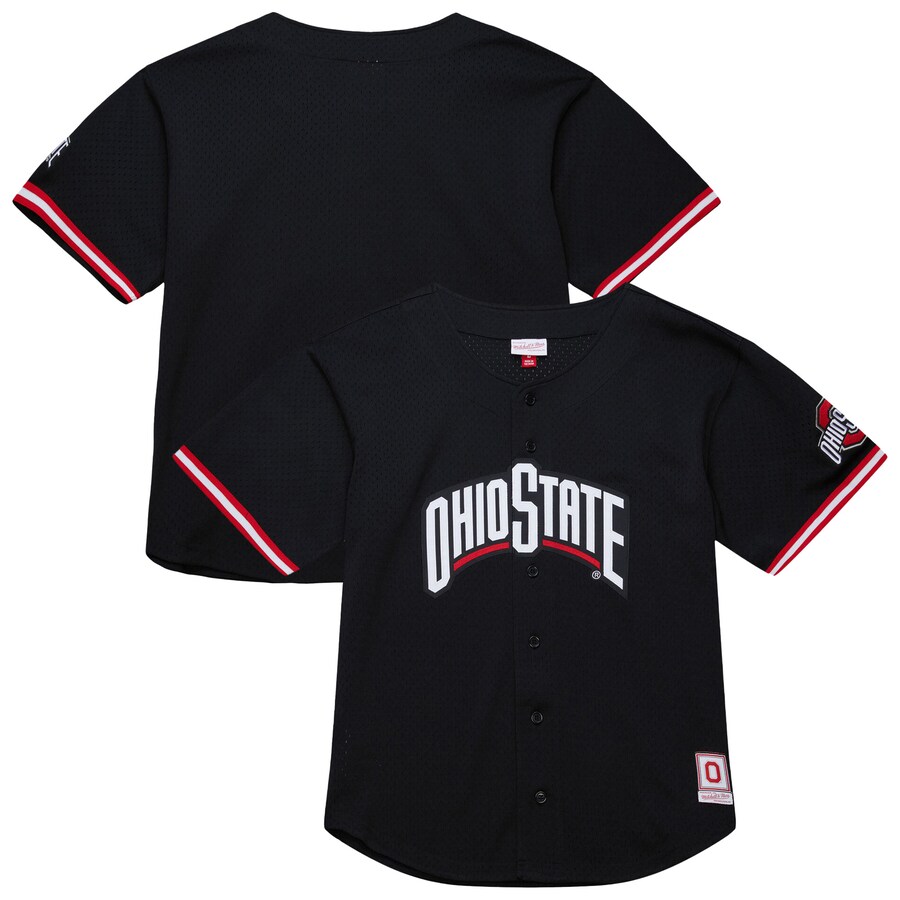 Men's Mitchell & Ness Black Ohio State Buckeyes On The Clock Full-Button Fashion Jersey - Jersey
