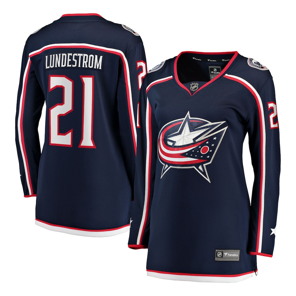 Women's Columbus Blue Jackets Isac Lundestrom Fanatics Navy Home Breakaway Jersey - Jersey