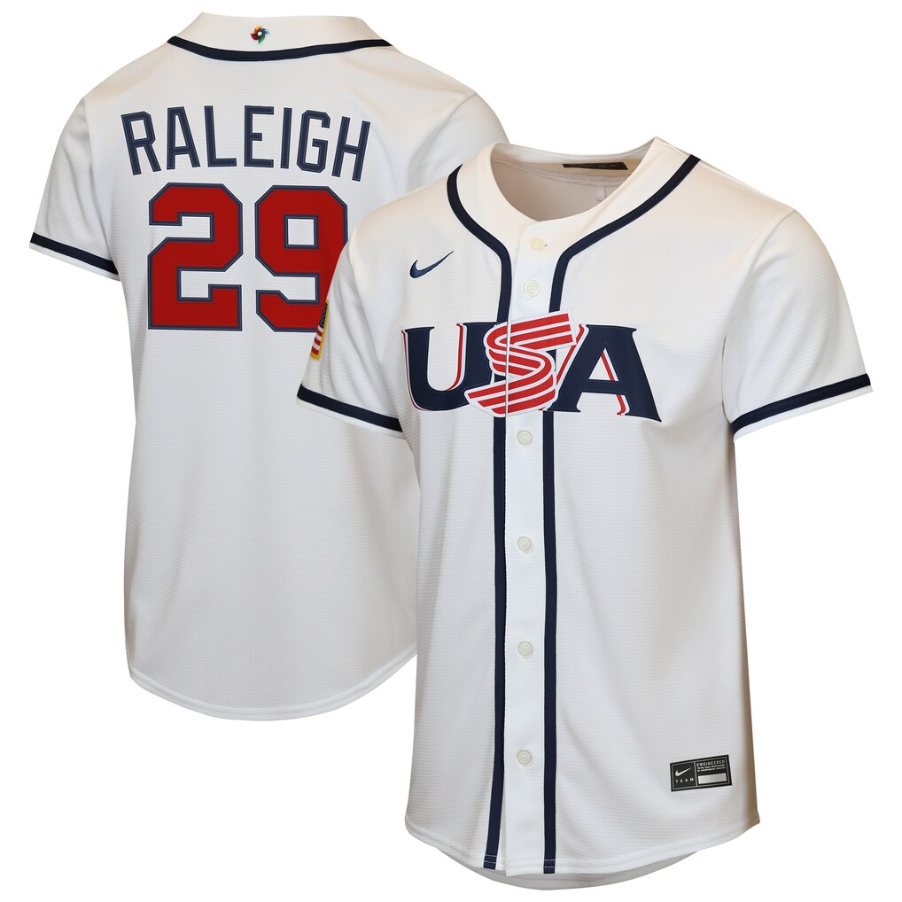 Youth USA Baseball Cal Raleigh Nike White 2026 World Baseball Classic Home Replica Jersey - Jersey