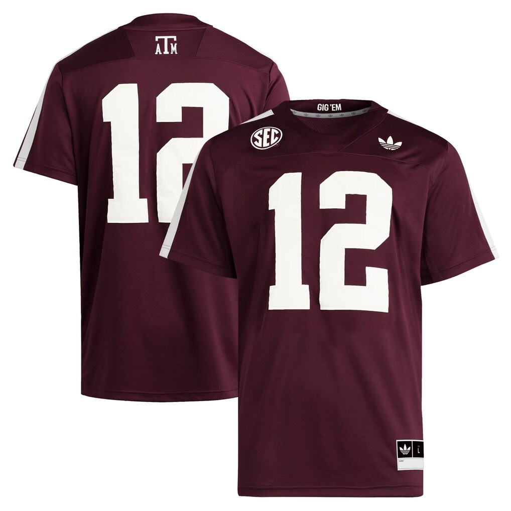 Men's adidas #12 Maroon Texas A&M Aggies Premier Strategy Jersey - Jersey