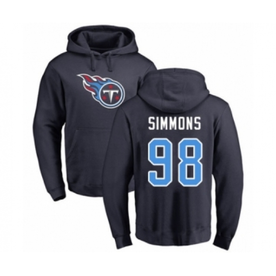 Football Tennessee Titans #98 Jeffery Simmons Navy Blue Name & Number Logo Pullover Hoodie - Jersey
