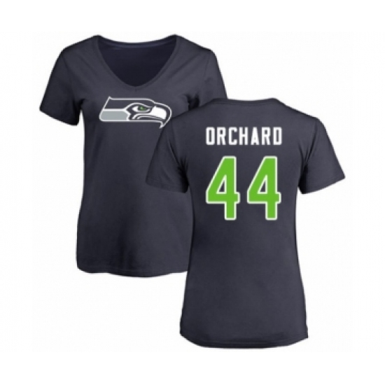 Football Women's Seattle Seahawks #44 Nate Orchard Navy Blue Name & Number Logo T-Shirt - Jersey