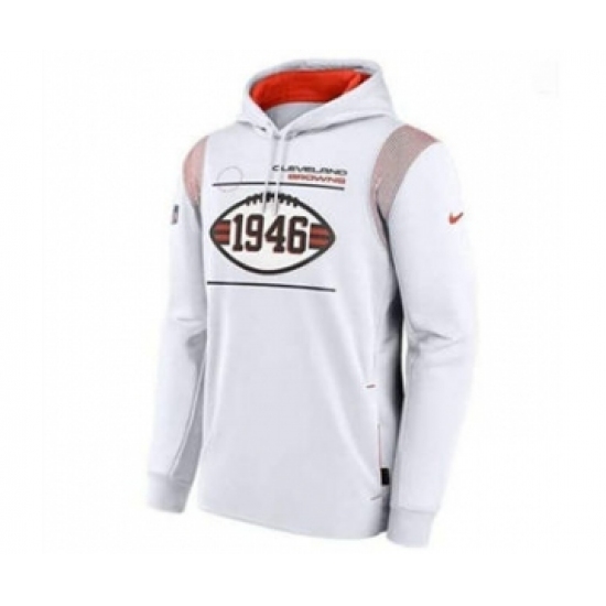 Men's Cleveland Browns 1946 75th Anniversary White Pullover Football Hoodie - Jersey