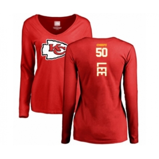 Football Women's Kansas City Chiefs #50 Darron Lee Red Backer Slim Fit Long Sleeve T-Shirt - Jersey