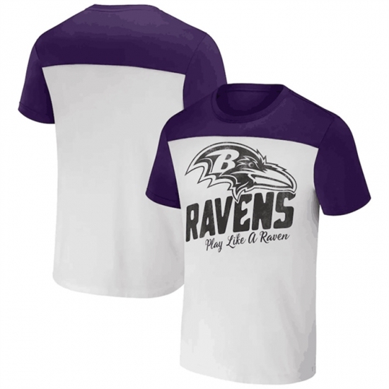 Men's Baltimore Ravens Cream Purple X Darius Rucker Collection Colorblocked T Shirt - Jersey