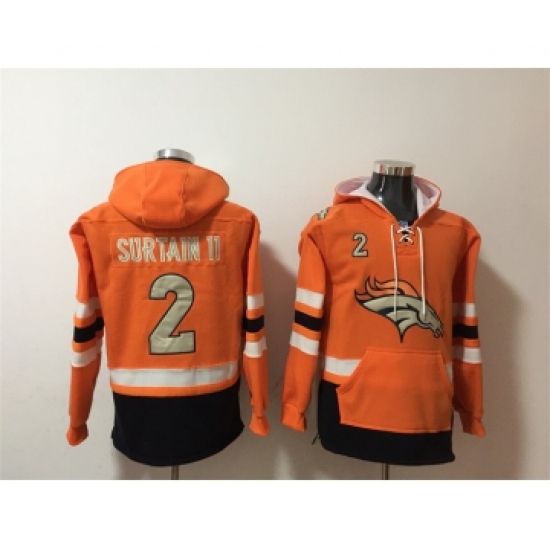 Men's Denver Broncos #2 Patrick Surtain II Orange Ageless Must-Have Lace-Up Pullover Hoodie - Jersey