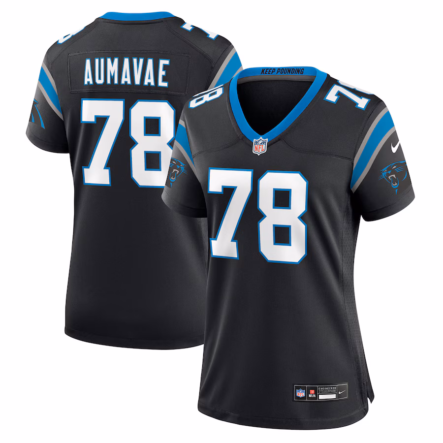 Women's Carolina Panthers Popo Aumavae Nike Black Team Game Jersey - Jersey