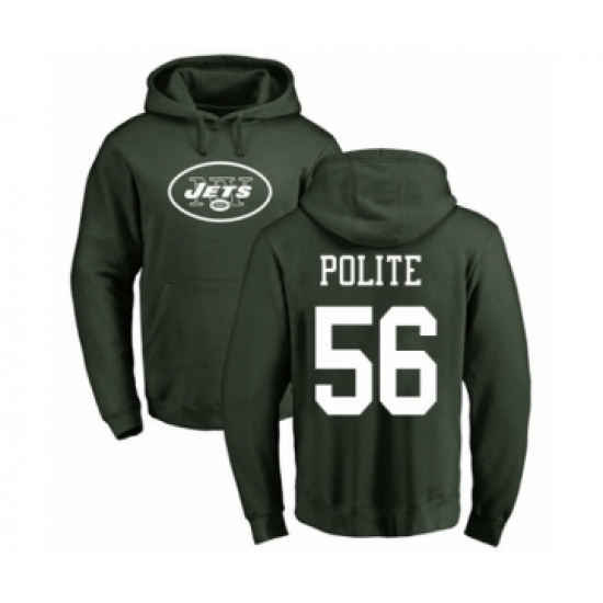 Football New York Jets #56 Jachai Polite Green Name & Number Logo Pullover Hoodie - Jersey