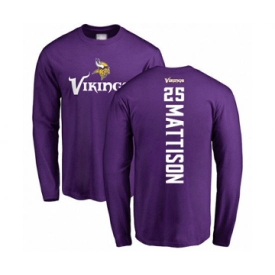 Football Minnesota Vikings #25 Alexander Mattison Purple Backer Long Sleeve T-Shirt - Jersey