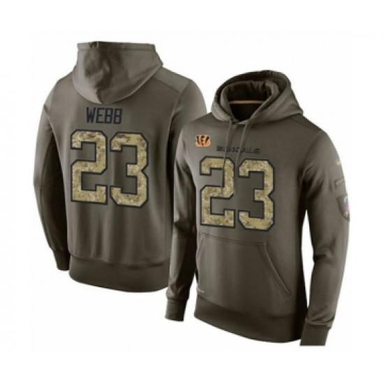Football Men's Cincinnati Bengals #23 B.W. Webb Green Salute To Service Pullover Hoodie - Jersey