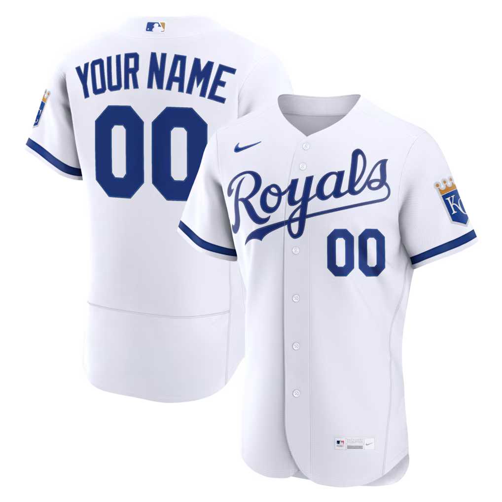 Men's Kansas City Royals Nike White Home Authentic Custom Jersey - Jersey
