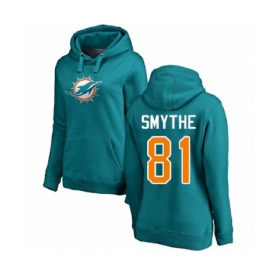 Football Miami Dolphins #81 Durham Smythe Aqua Green Backer Pullover Hoodie - Jersey
