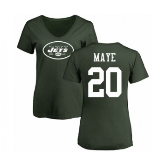 Football Women's New York Jets #20 Marcus Maye Green Name & Number Logo T-Shirt - Jersey