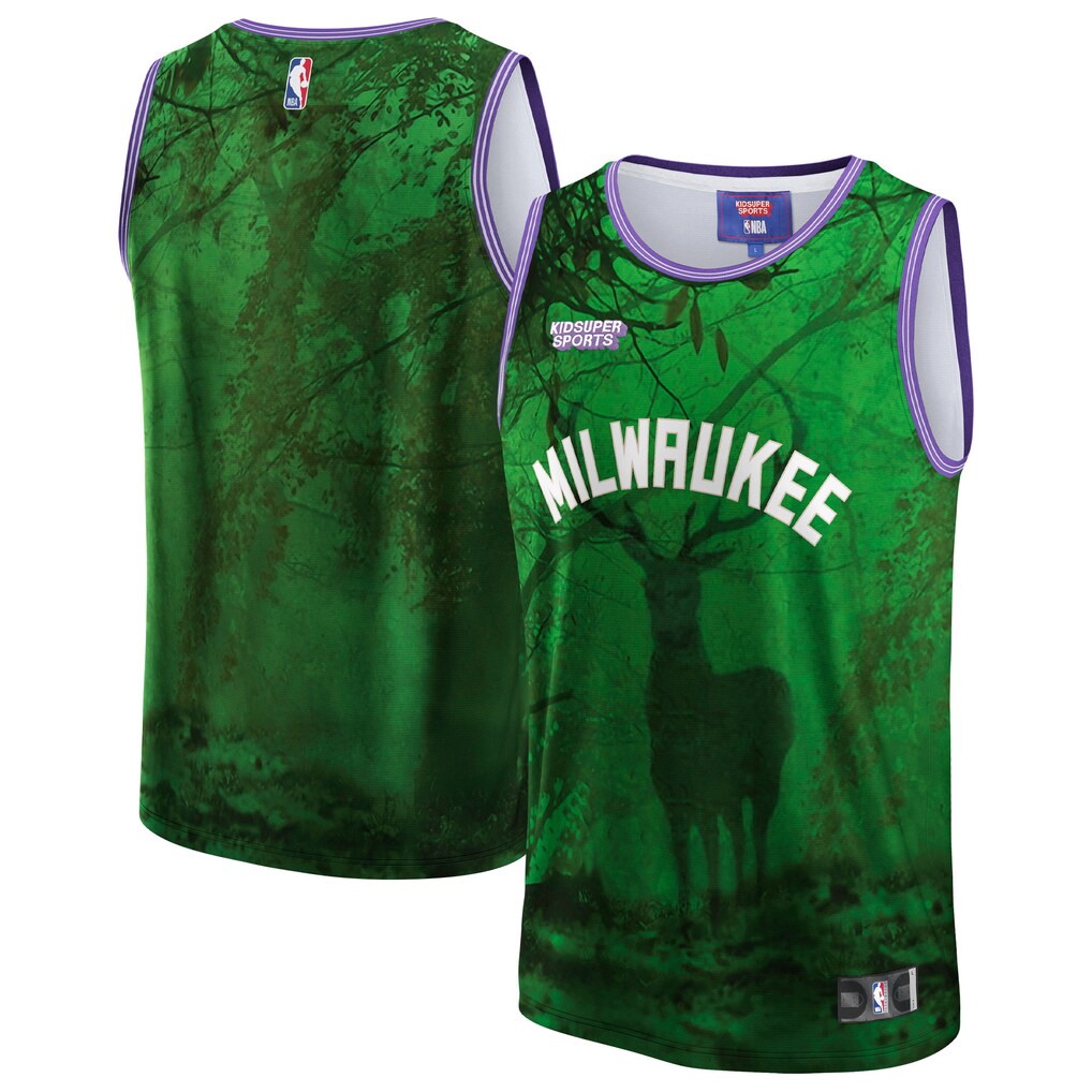 Unisex Milwaukee Bucks NBA & KidSuper Studios by Fanatics Green Hometown Jersey - Jersey