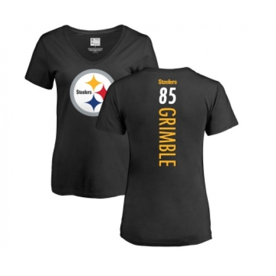 Football Women's Pittsburgh Steelers #85 Xavier Grimble Black Backer Slim Fit T-Shirt - Jersey