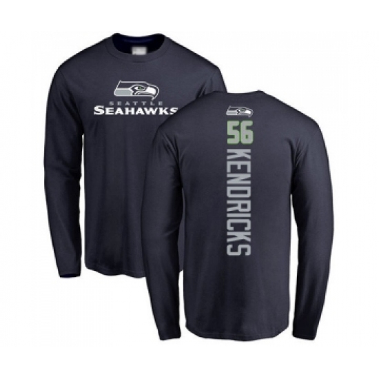 Football Seattle Seahawks #56 Mychal Kendricks Navy Blue Backer Long Sleeve T-Shirt - Jersey