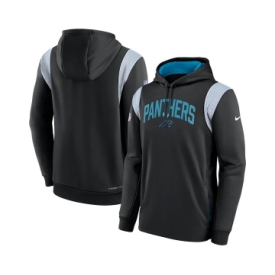 Men's Carolina Panthers Black Sideline Stack Performance Pullover Hoodie - Jersey