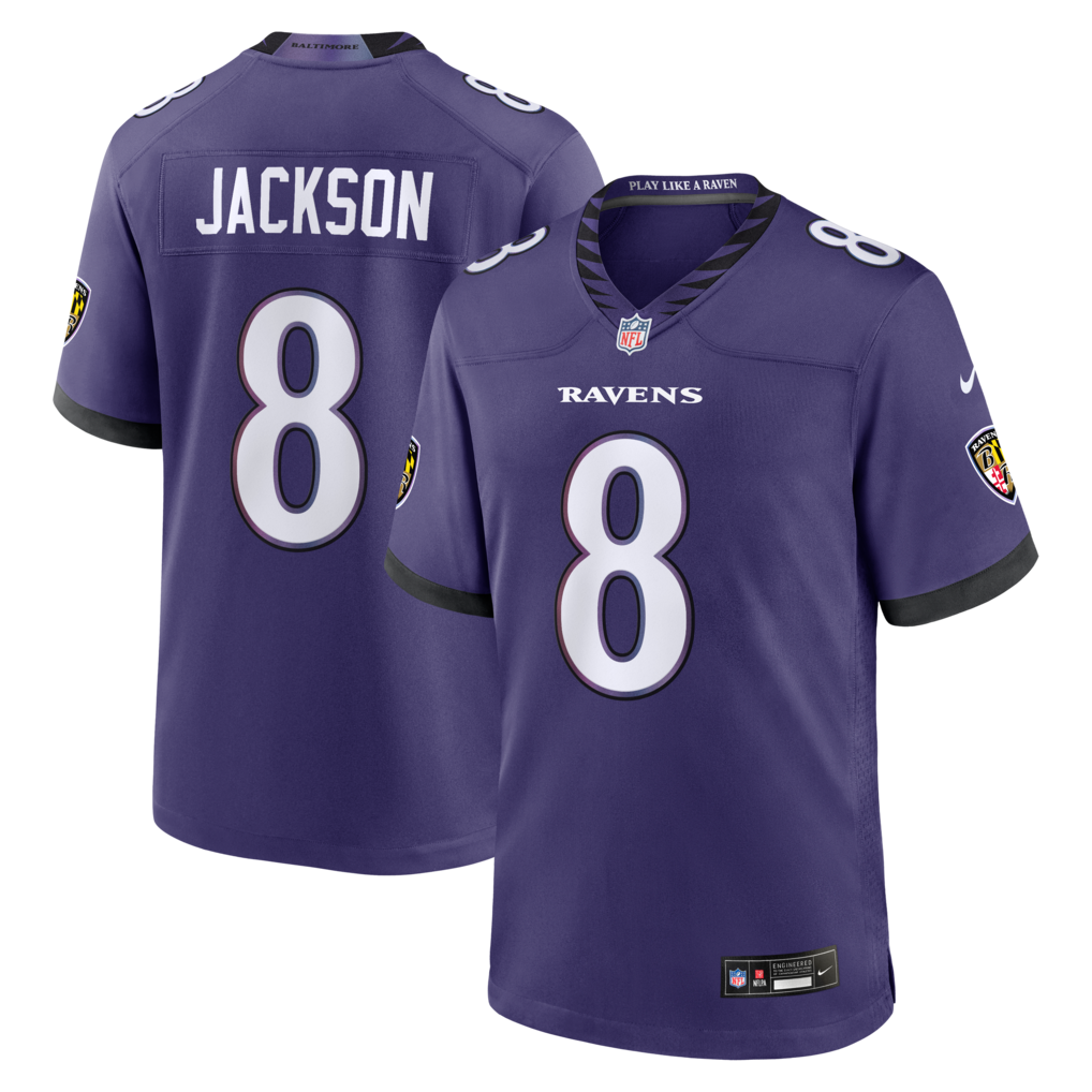 Men's Baltimore Ravens Lamar Jackson Nike Purple Team Game Jersey - Jersey