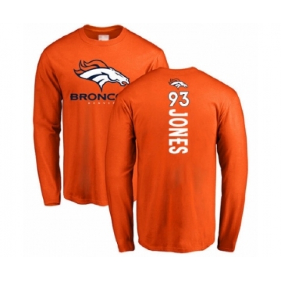 Football Denver Broncos #93 Dre'Mont Jones Orange Backer Long Sleeve T-Shirt - Jersey