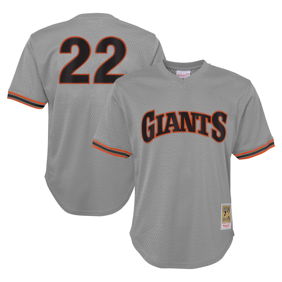 Youth San Francisco Giants Will Clark Mitchell & Ness Gray Cooperstown Collection Mesh Batting Practice Jersey - Jersey