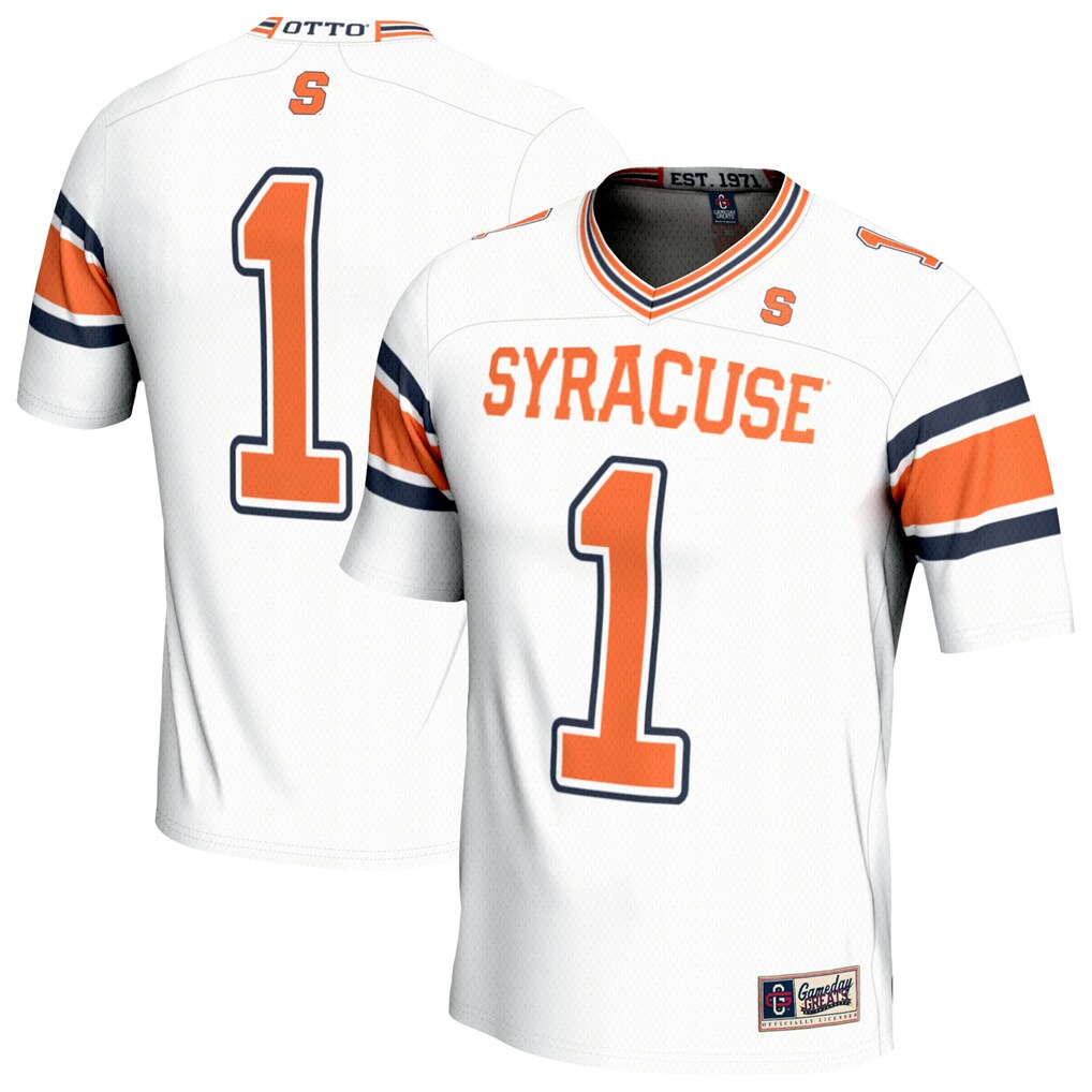 Youth GameDay Greats White #1 Syracuse Orange Lightweight Collegiate Football Fashion Jersey - Jersey