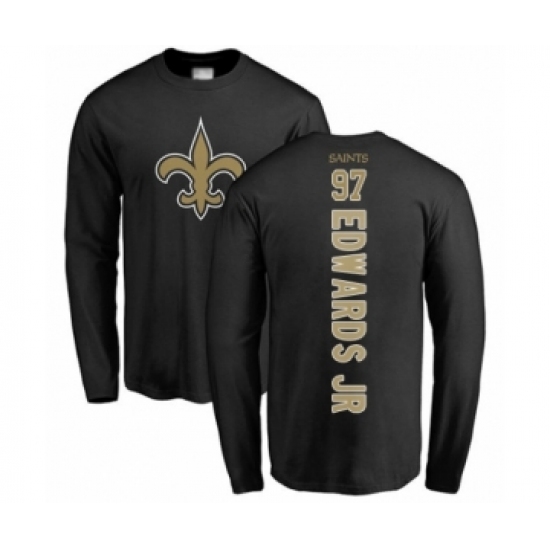 Football New Orleans Saints #97 Mario Edwards Jr Black Backer Long Sleeve T-Shirt - Jersey