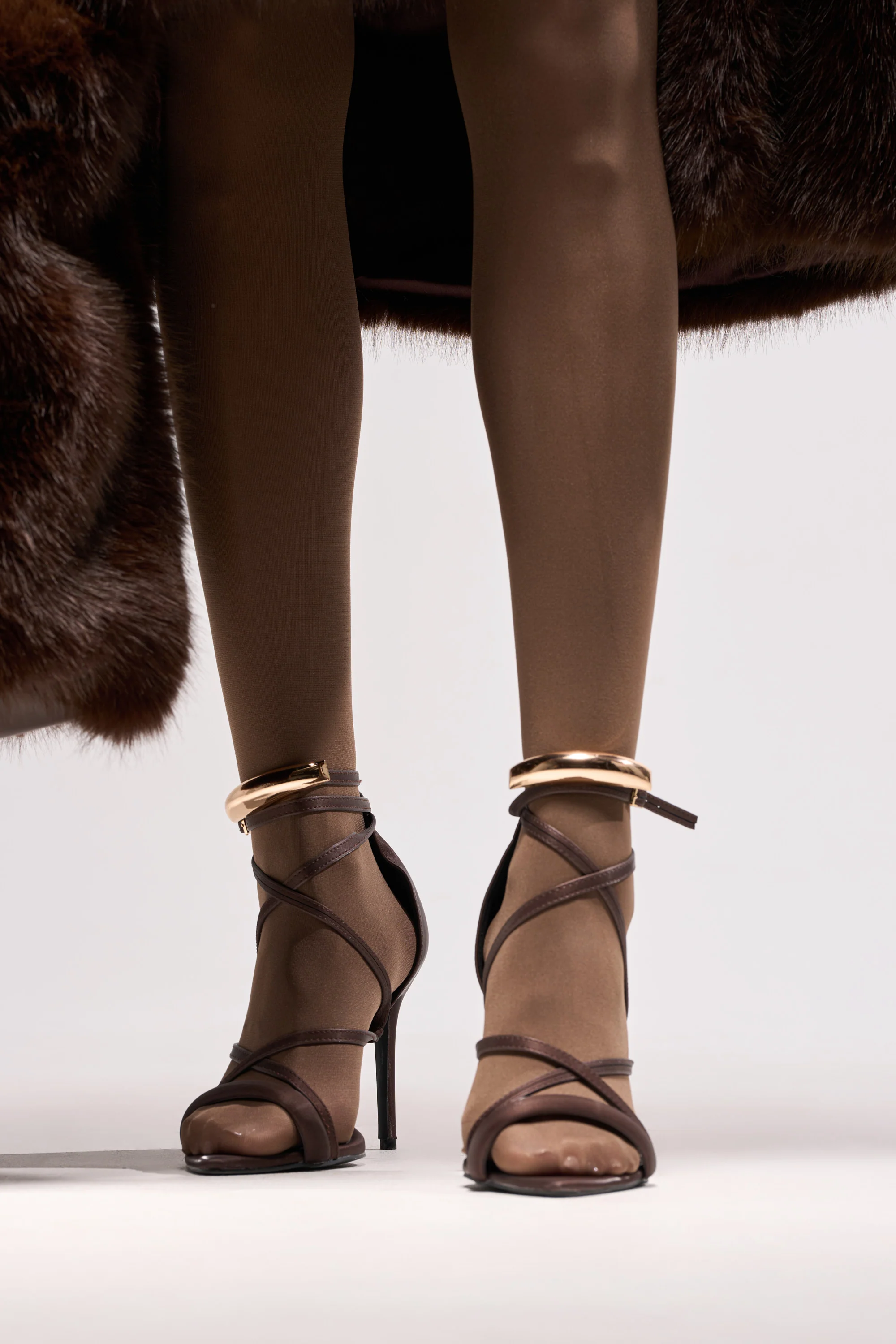 AZALEA WANG RADHA CHOCOLATE METAL EMBELLISHED SANDAL - Akira Wear