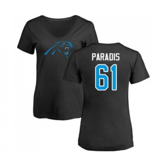 Football Women's Carolina Panthers #61 Matt Paradis Black Name & Number Logo Slim Fit T-Shirt - Jersey
