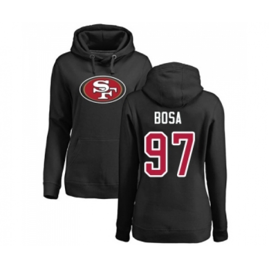 Football Women's San Francisco 49ers #97 Nick Bosa Black Name & Number Logo Pullover Hoodie - Jersey