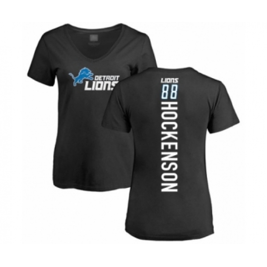 Football Women's Detroit Lions #88 T.J. Hockenson Black Backer T-Shirt - Jersey