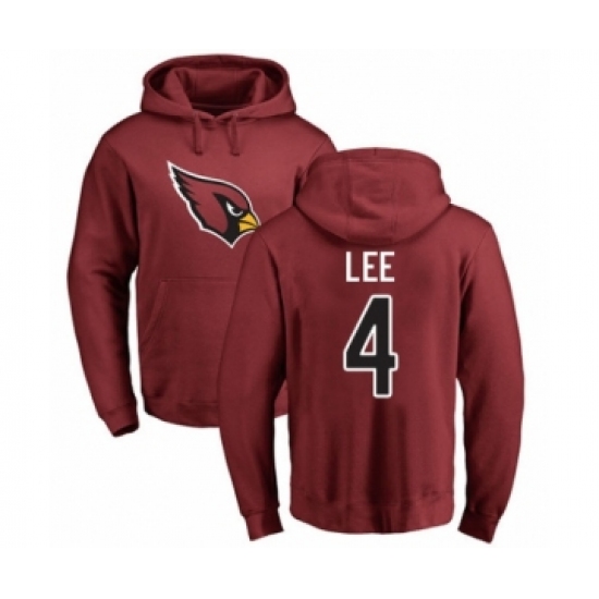 Football Arizona Cardinals #4 Andy Lee Maroon Name & Number Logo Pullover Hoodie - Jersey