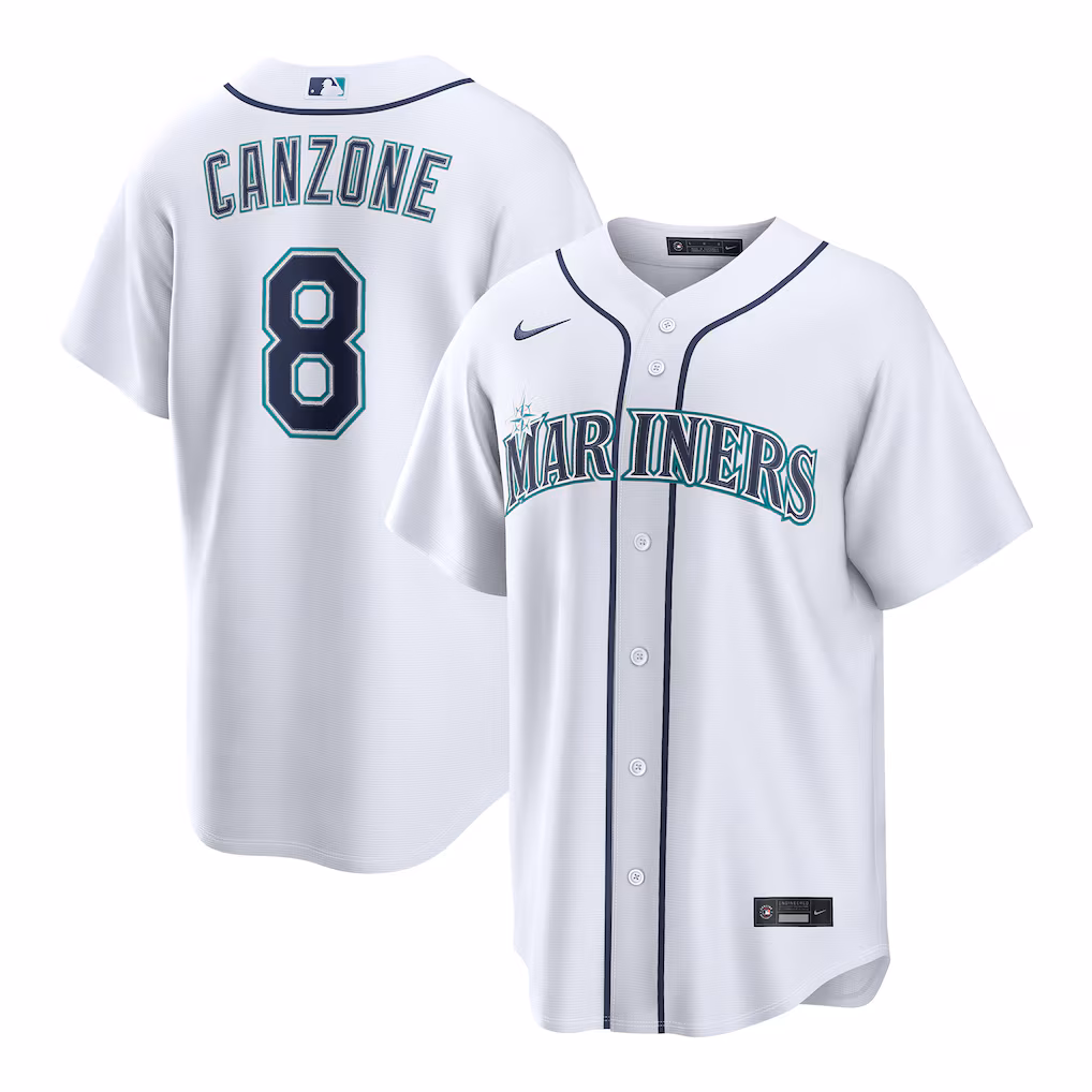 Men's Seattle Mariners Dominic Canzone Nike White Home Replica Jersey - Jersey