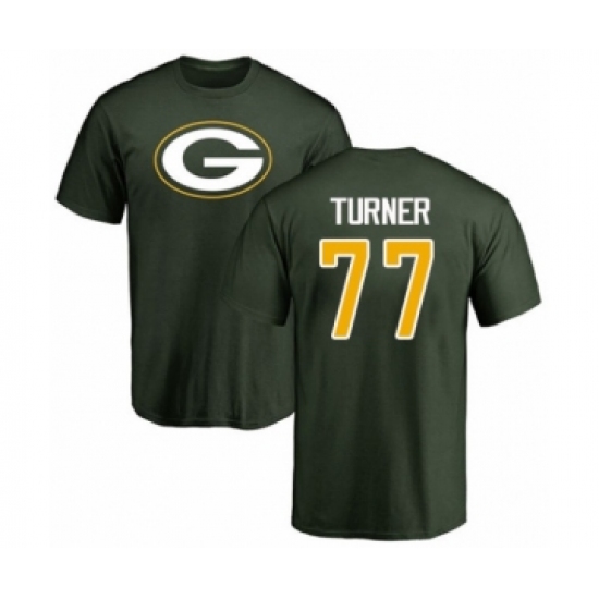 Football Green Bay Packers #77 Billy Turner Green Name & Number Logo T-Shirt - Jersey