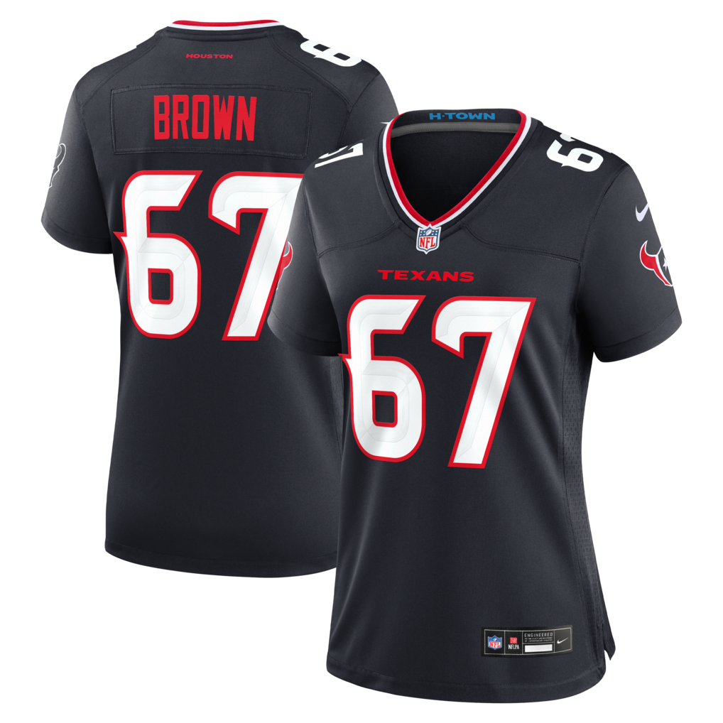 Women's Houston Texans Evan Brown Nike Navy Team Game Jersey - Jersey