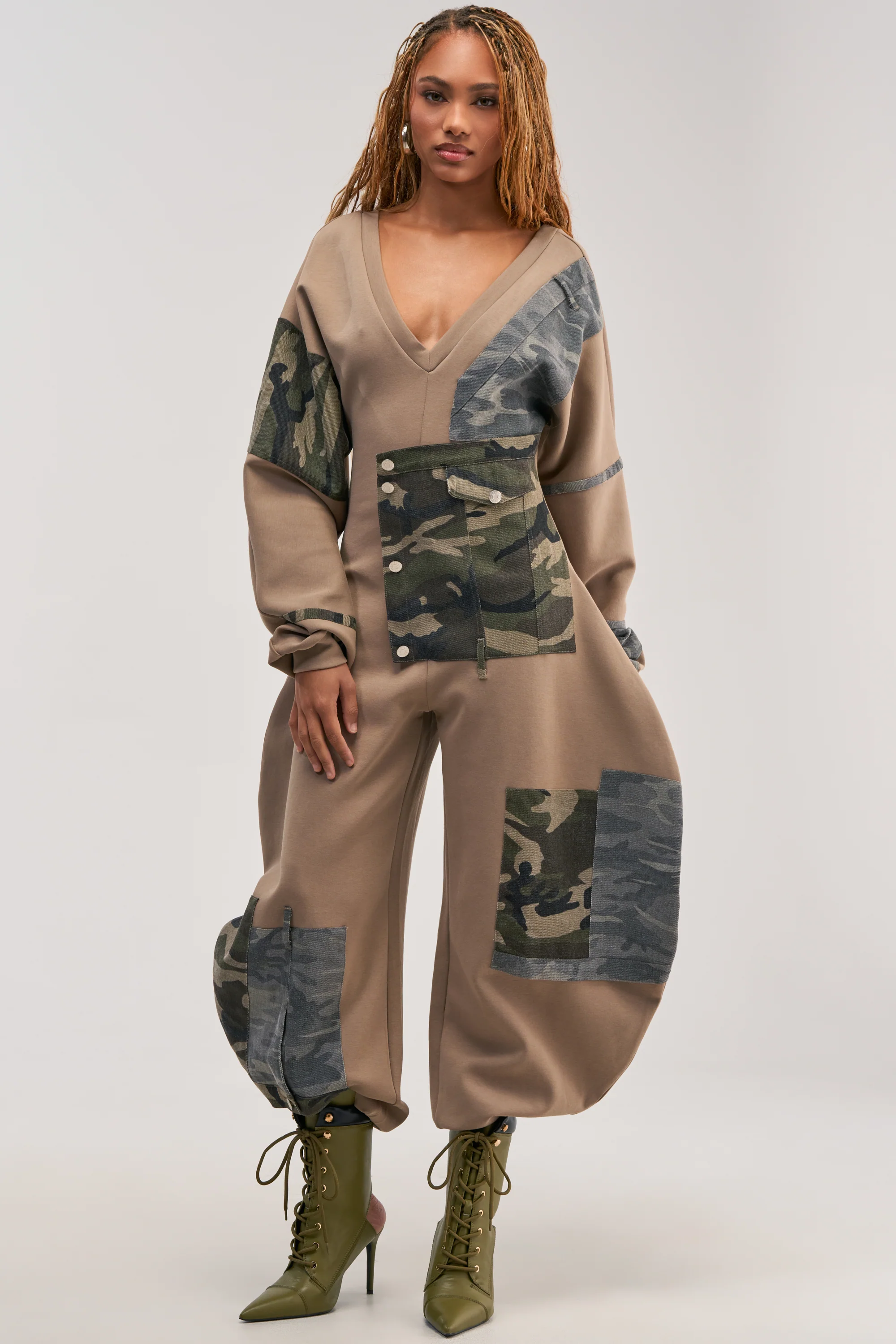 COMFY COZY PATCHWORK JUMPSUIT IN CAMO - Akira Wear