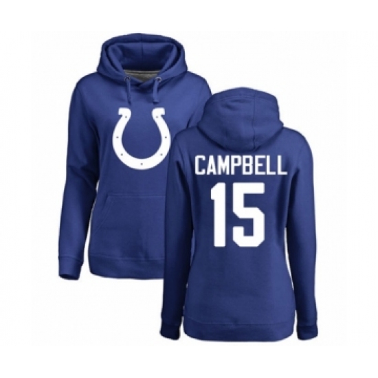 Football Women's Indianapolis Colts #15 Parris Campbell Royal Blue Name & Number Logo Pullover Hoodie - Jersey