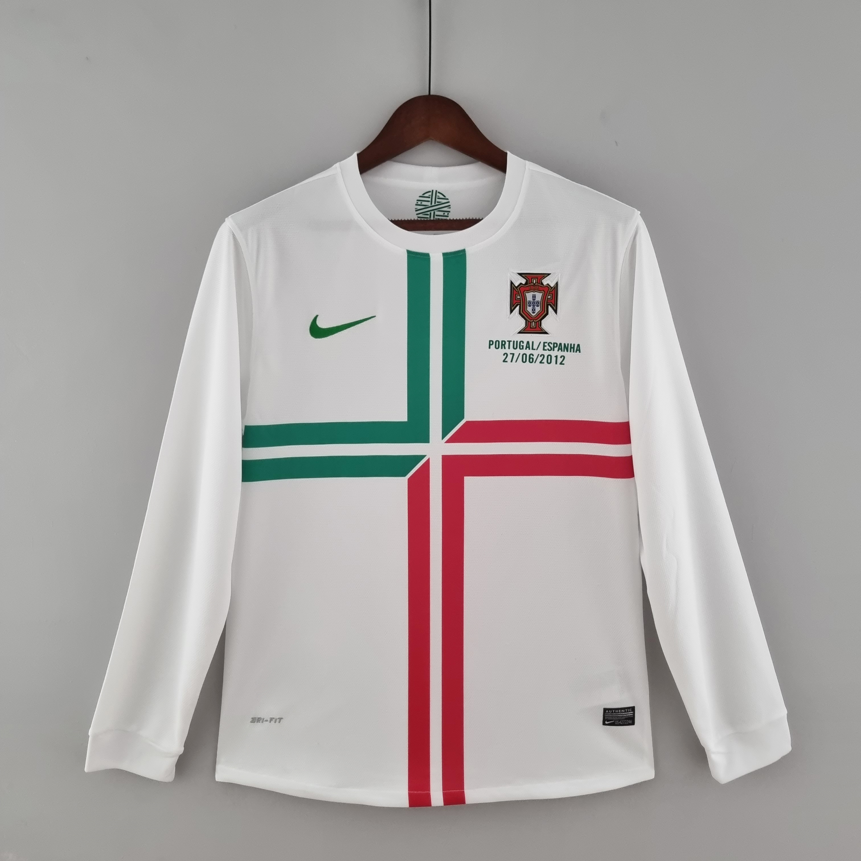 Portugal Retro Soccer Jersey Away Long Sleeve Custom Shirt 2012 - Jersey