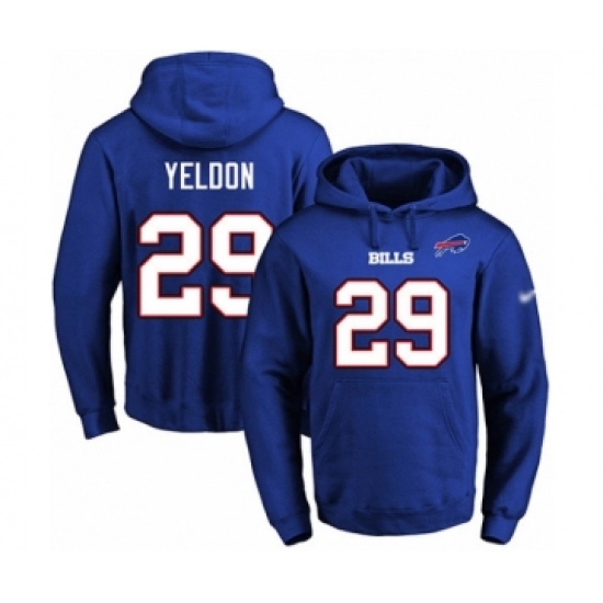Football Men's Buffalo Bills #29 T.J. Yeldon Royal Blue Name & Number Pullover Hoodie - Jersey