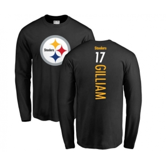 Football Pittsburgh Steelers #17 Joe Gilliam Black Backer Long Sleeve T-Shirt - Jersey