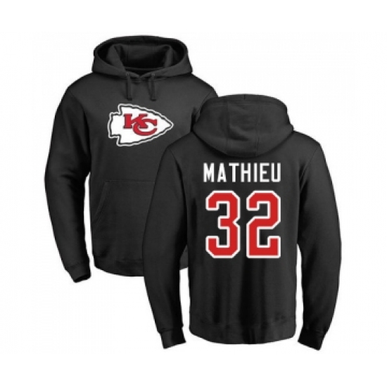 Football Kansas City Chiefs #32 Tyrann Mathieu Black Name & Number Logo Pullover Hoodie - Jersey