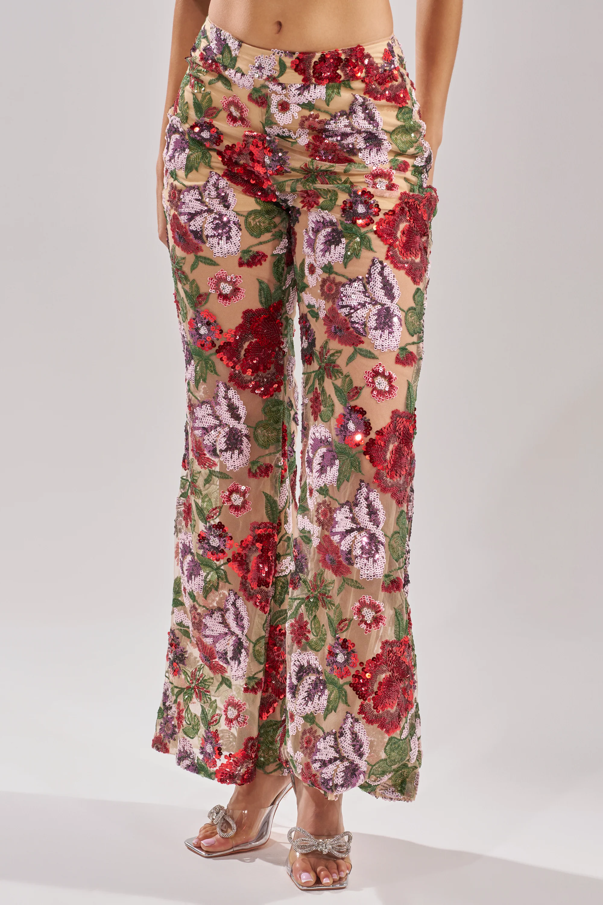 ENCHANTED GARDEN FLORAL EMBROIDERED TULLE PANT - Akira Wear