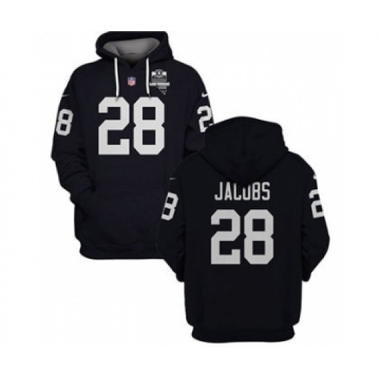 Men's Las Vegas Raiders #28 Josh Jacobs 2021 Inaugural Patch Black Pullover Football Hoodie - Jersey