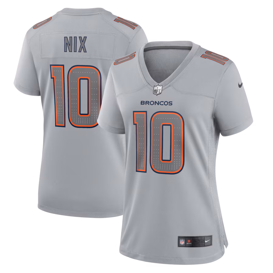 Women's Denver Broncos Bo Nix Nike Gray Fashion Atmosphere Fashion Game Jersey - Jersey