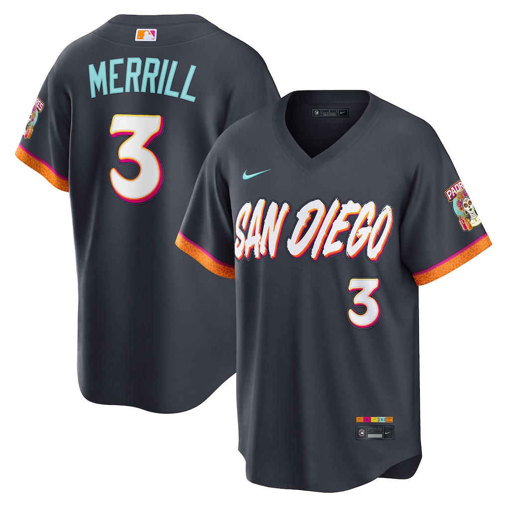 Men's San Diego Padres Jackson Merrill Nike Obsidian 2026 City Connect Stadium Jersey - Jersey