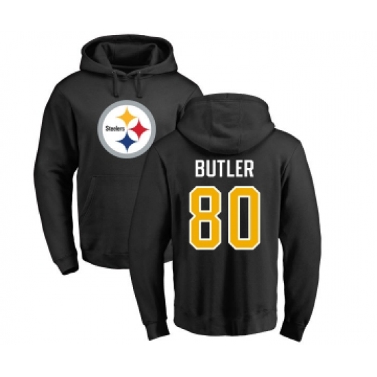 Football Pittsburgh Steelers #80 Jack Butler Black Name & Number Logo Pullover Hoodie - Jersey