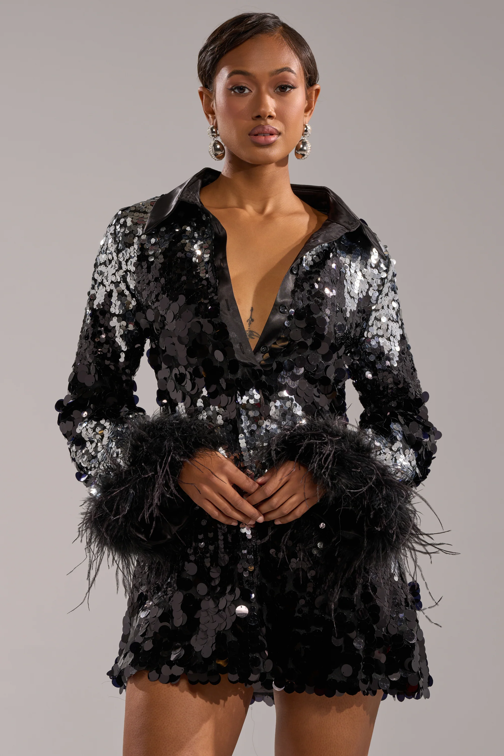 SEQUINS AFTER DARK MINI DRESS - Akira Wear