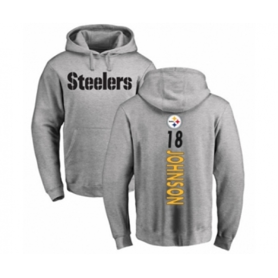 Pittsburgh Steelers #18 Diontae Johnson Ash Backer Pullover Hoodie - Jersey